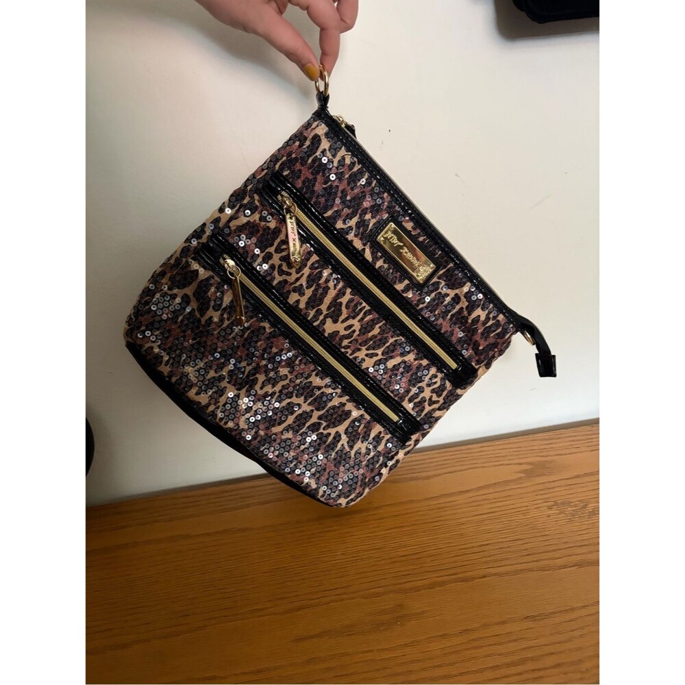 Betsy Johnson Leopard Sequin Crossbody - Gold Accent NO STRAP